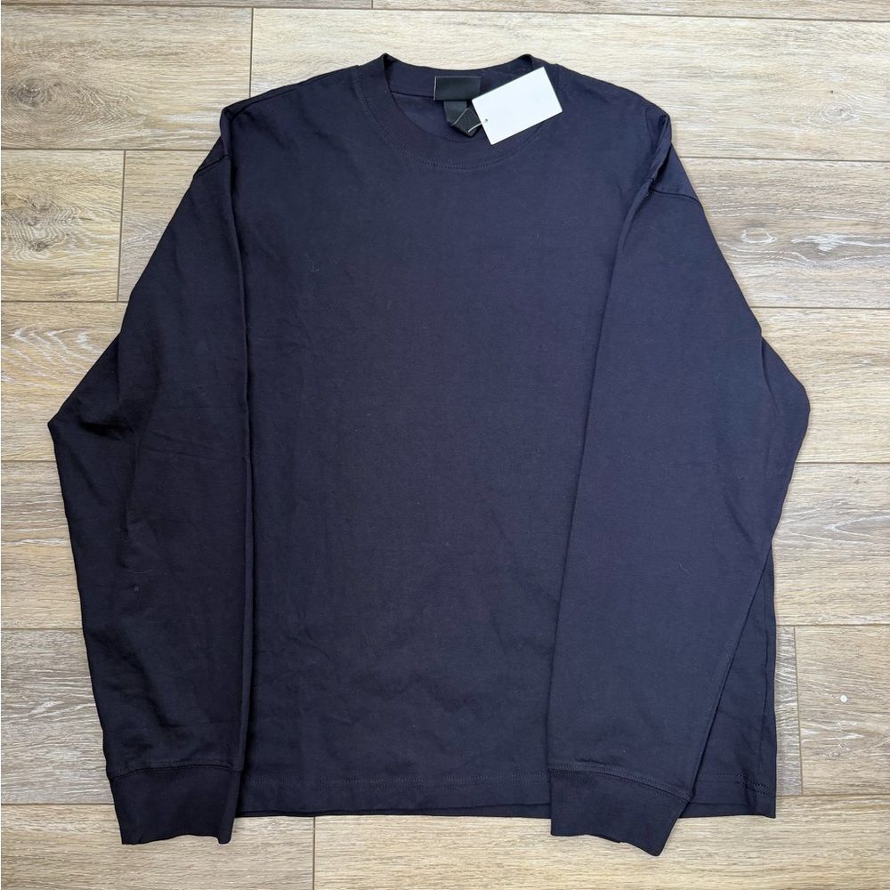 H&M Navy Blue Long-Sleeve Crewneck Shirt Sz L